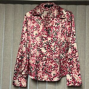 Kasper Petite Beautiful Pink Cream Black Blouse 4P